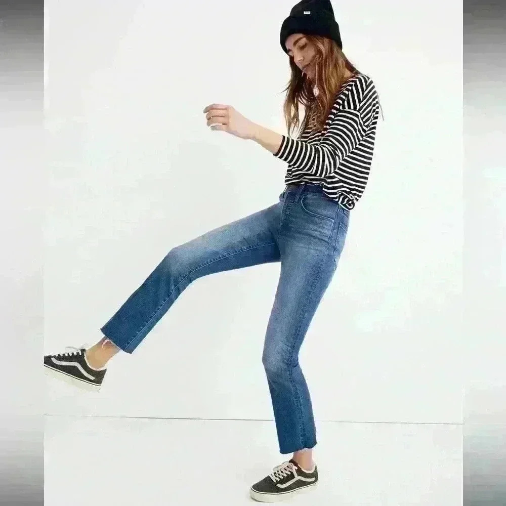Madewell High Rise Cali Demi-Boot Jeans -Kemper Wash: Back-Seam Edition Size 27 - Picture 4 of 14